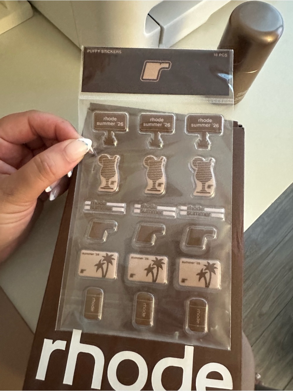 RHODE Brown Puffy Summer 2026 Limited Edition Stickers - Neutral Accent Set - Picture 1 of 3